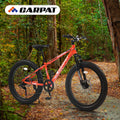 S24109 Elecony 24 Inch Fat Tire Bike Adult Youth Full Shimano 7 Speeds Mountain Bike, Dual Disc Brake, High Carbon Steel Frame, Front Suspension, Mountain Trail Bike, Urban Commuter City Bicycle