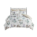 7 Piece Printed Seersucker Comforter Set With Throw Blanket Taupe Blush King Cal King Multicolor Polyester
