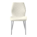 Modern Dining Side Chairs Set Of 2, Beige Velvet Upholstered White Metal Legs Furniture Beige Dining Room Modern,Ultra Modern Side Chair Metal