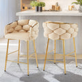 28'' Modern Counter Stools Set Of 2,Beige Counter Stools With Iron Frame,Soft Back And Cushion,Footrest,Suitable For Kitchen Bedroom Dining Room. Iron Beige Kitchen Sponge Contemporary Set Of 2