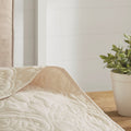 3 Piece Reversible Bedspread Set Cream Full Queen Queen Cream Microfiber