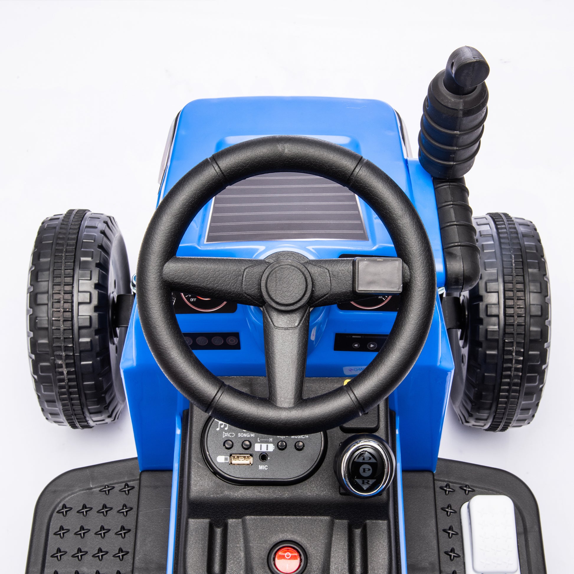 12V Kids Ride On Electric Tractor Black Knight,Kids Ride On Toy.2Wd,Non Skid Tires, Steering Wheel, Foot Pedal,With Removable Storage Tug,Light,Bluetooth,Music,Mp3,Usb,Power Display For Kids Aged 2 3. Blue 50 99 Lbs Polypropylene