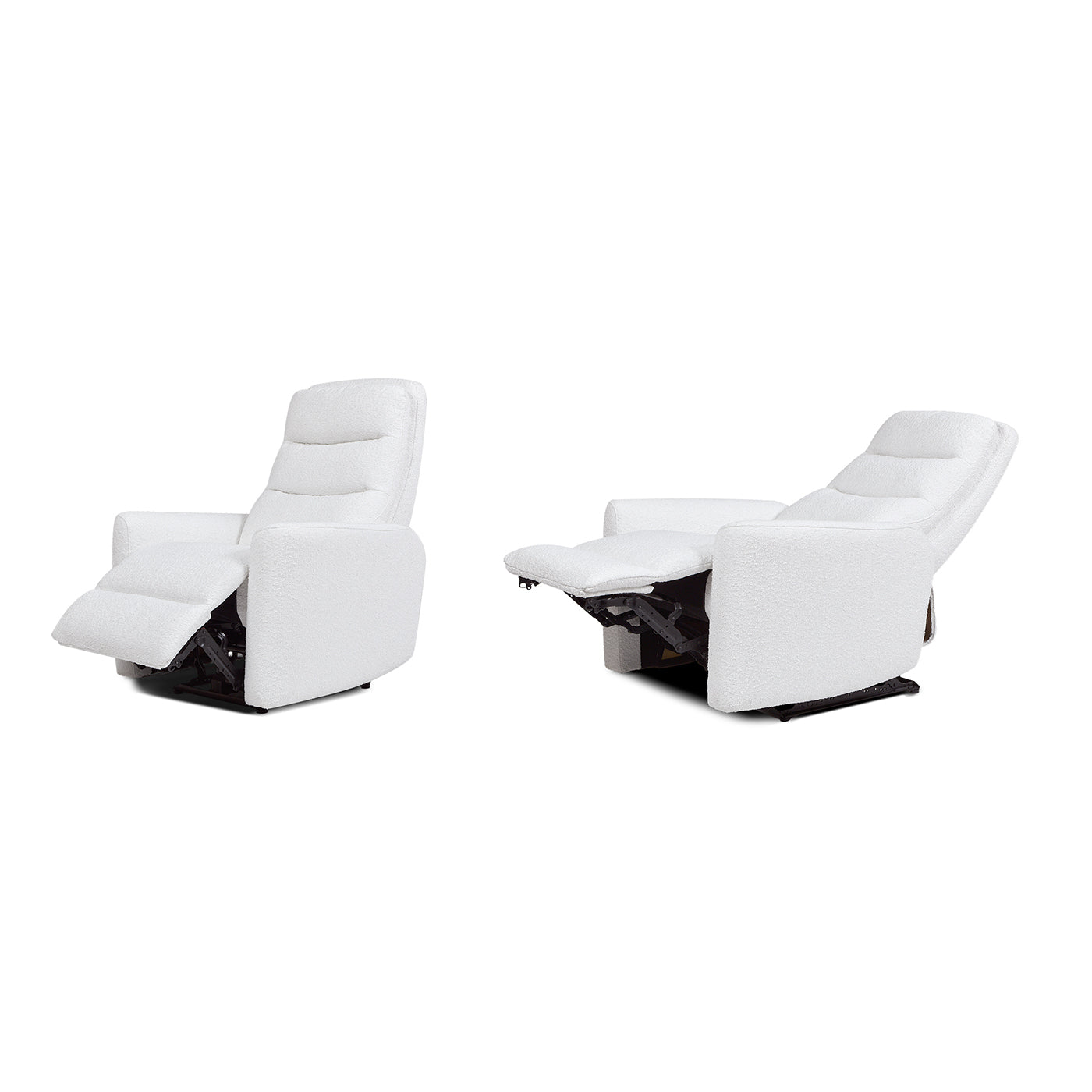 Bloomy 35.5" High Back Power Recliner Motion Chair, Chiffon White Boucle White Foam Boucle