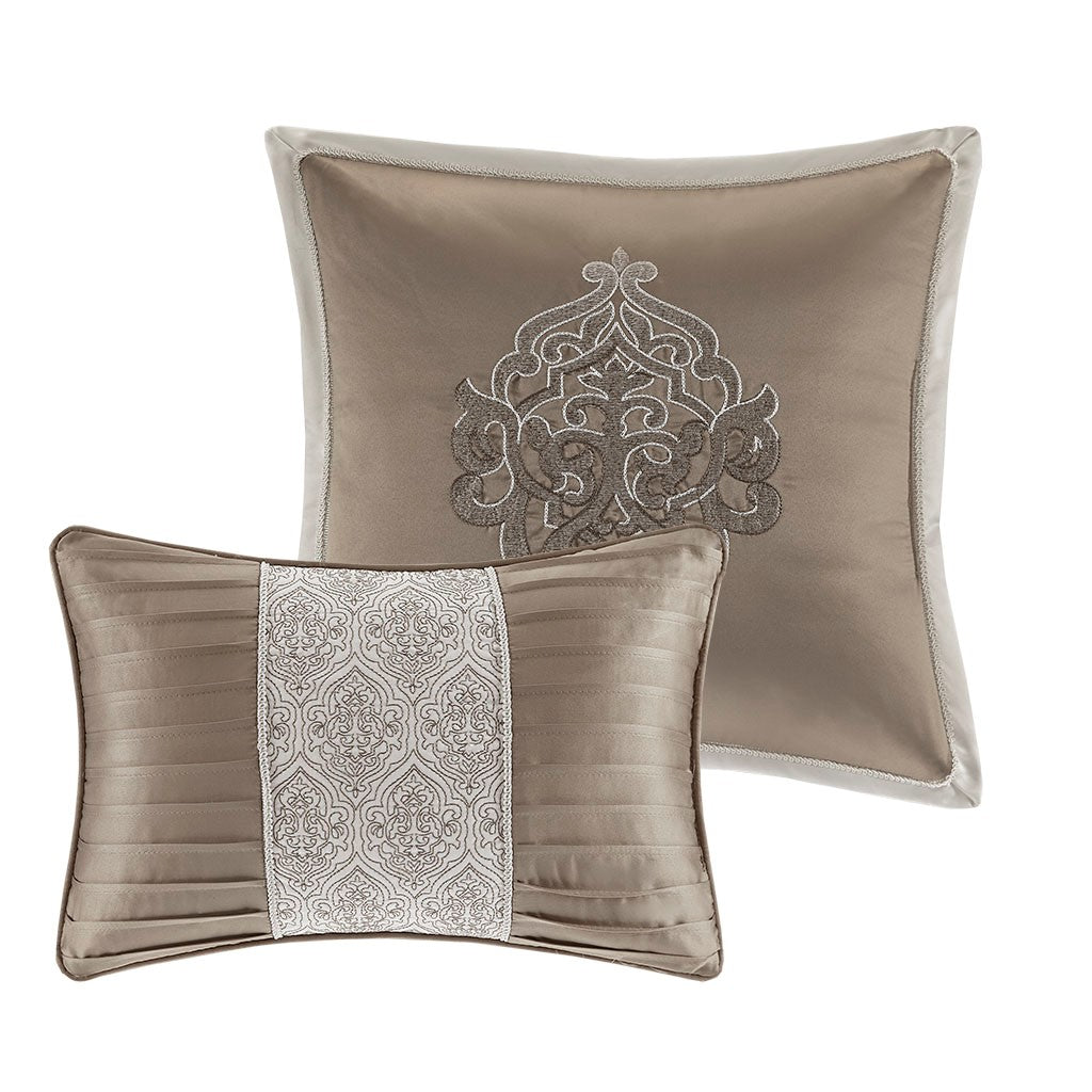8 Piece Jacquard Comforter Set Tan Ivory King King Tan Ivory Polyester
