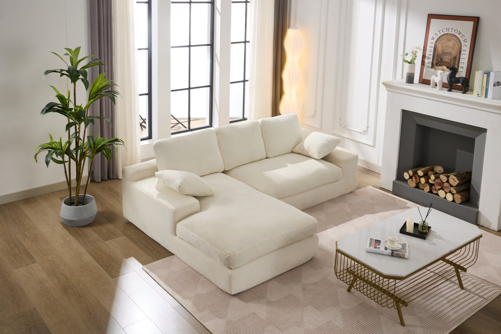 99*69" Modular Sectional Living Room Sofa Set, Modern Minimalist Style Couch, Upholstered Sleeper Sofa For Living Room, Bedroom, 2 Pc Free Combination, Installation Free Sofa, L Shape, White White Primary Living Space Soft Minimalist,Modern Foam Spring 4