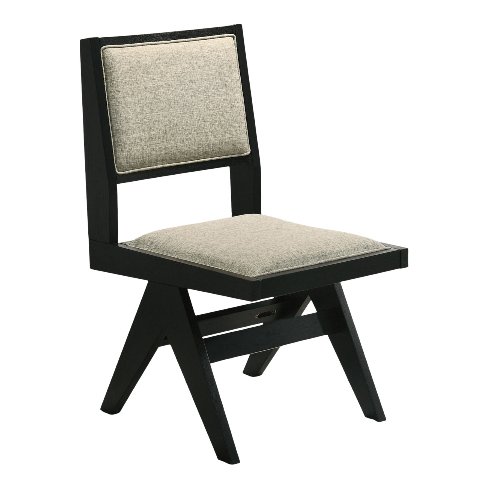 Contemporary Black Color 2Pc Dining Side Chairs Light Gray Fabric Upholstered Chairs Arms Dining Room Rubberwood Black Dining Room Contemporary Dining Chairs Rubberwood Solid Back Set Of 2