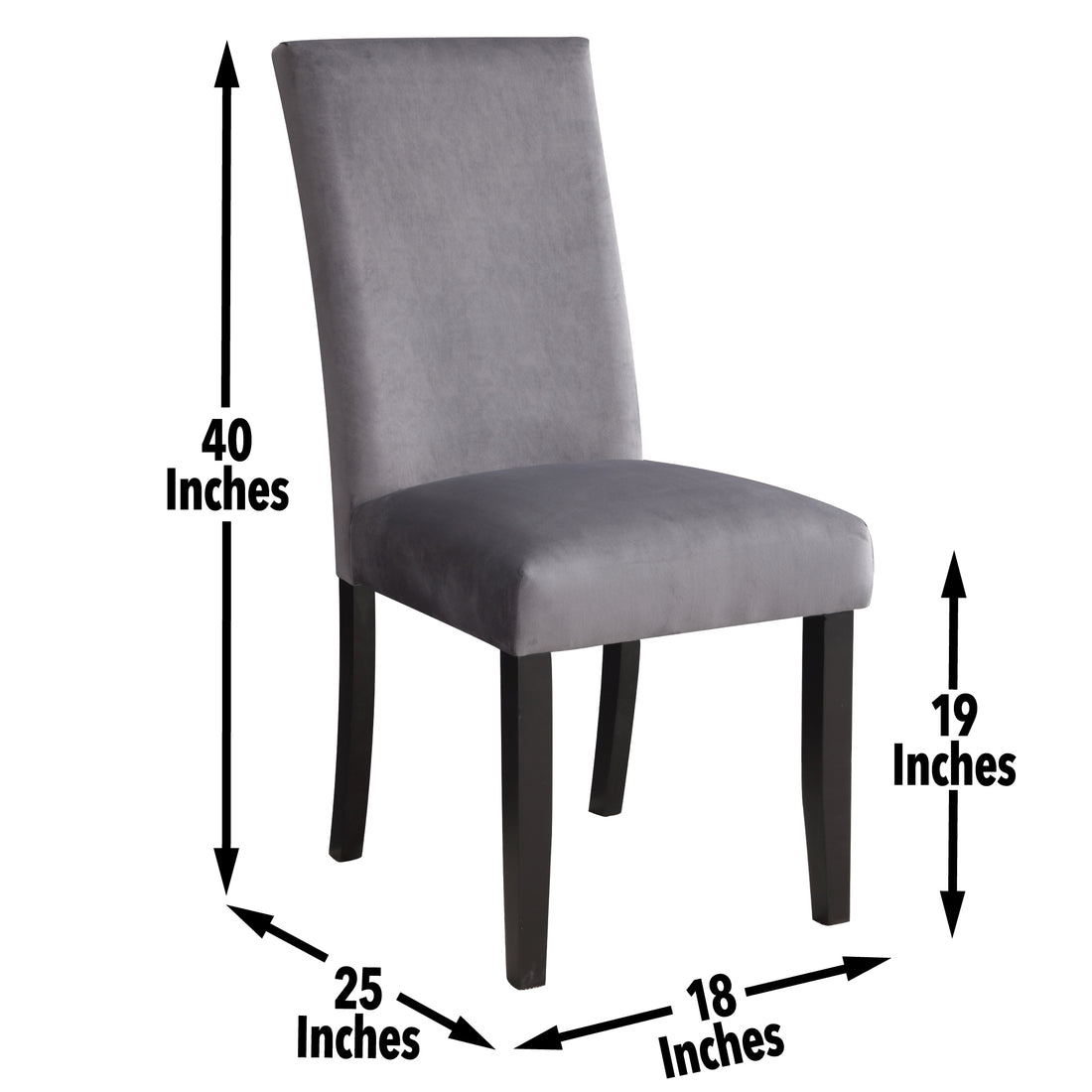 Napoli Velvet Side Chair Set Of 2 Gray Dark Gray Wood