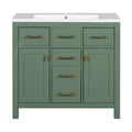 36'' Bathroon Vanity With Resin Sink Combo Set,Modern Freestanding Single Bathroom Cabinet With 4 Drawers & 2 Cabinets,Storage Cabinet For Bathroom, Solid Wood Frame Vanity Set, Green 4 Green 2 2 Adjustable Hinges Bathroom Freestanding Solid Wood Mdf