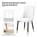 Table And Chair Set.Modern Minimalist Dining Table. White Imitation Marble Pattern Sintered Stone Desktop With Golden Metal Legs.Paried With 4 Comfortable Chairs With Pu Seats And Black Metal Legs.