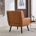 Modern Soft Leather Material Ergonomics Accent Chair Living Room Chair Bedroom Chair Home Chair With Black Legs For Indoor Home Light Brown Pu Light Brown Foam Upholstered