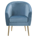 Blue And Gold Flared Arm Barrel Chair Blue Gold Primary Living Space Fabric Metal