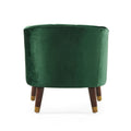 Upholstered Barrel Accent Chair With Wooden Legs Emerald Rubberwood Velvet