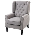 Homcom Button Tufted Accent Chair With High Wingback, Rounded Cushioned Armrests And Thick Padded Seat, Grey Grey Fabric