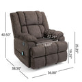 Massage Recliner Brown Fabric