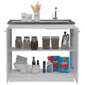 Oklahoma Utility Sink, Double Door Cabinet, Stainless Steel Countertop White Kitchen Modern Melamine Particle Board
