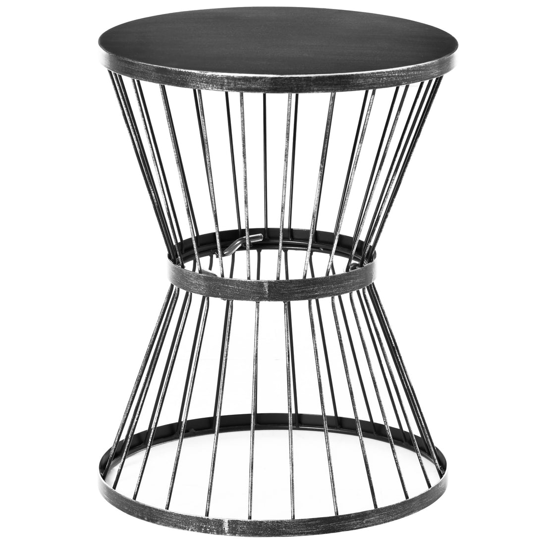 Outsunny 16" Steel Patio Side Table, Garden End Table With Hourglass Design, Accent Table For Outdoor And Indoor Use, Black Black Steel