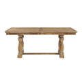 Traditional Dining Set 7Pc Extendable Table And 6 Side Chairs Wheat Finish Wooden Dining Kitchen Furniture Wood Wood Wheat Seats 6 Wood Dining Room Removable Leaf Extendable Trestle Rectangular