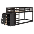 Twin Over Twin Bunk Bed With 4 Drawers And 3 Shelves Espresso Twin Espresso Solid Wood
