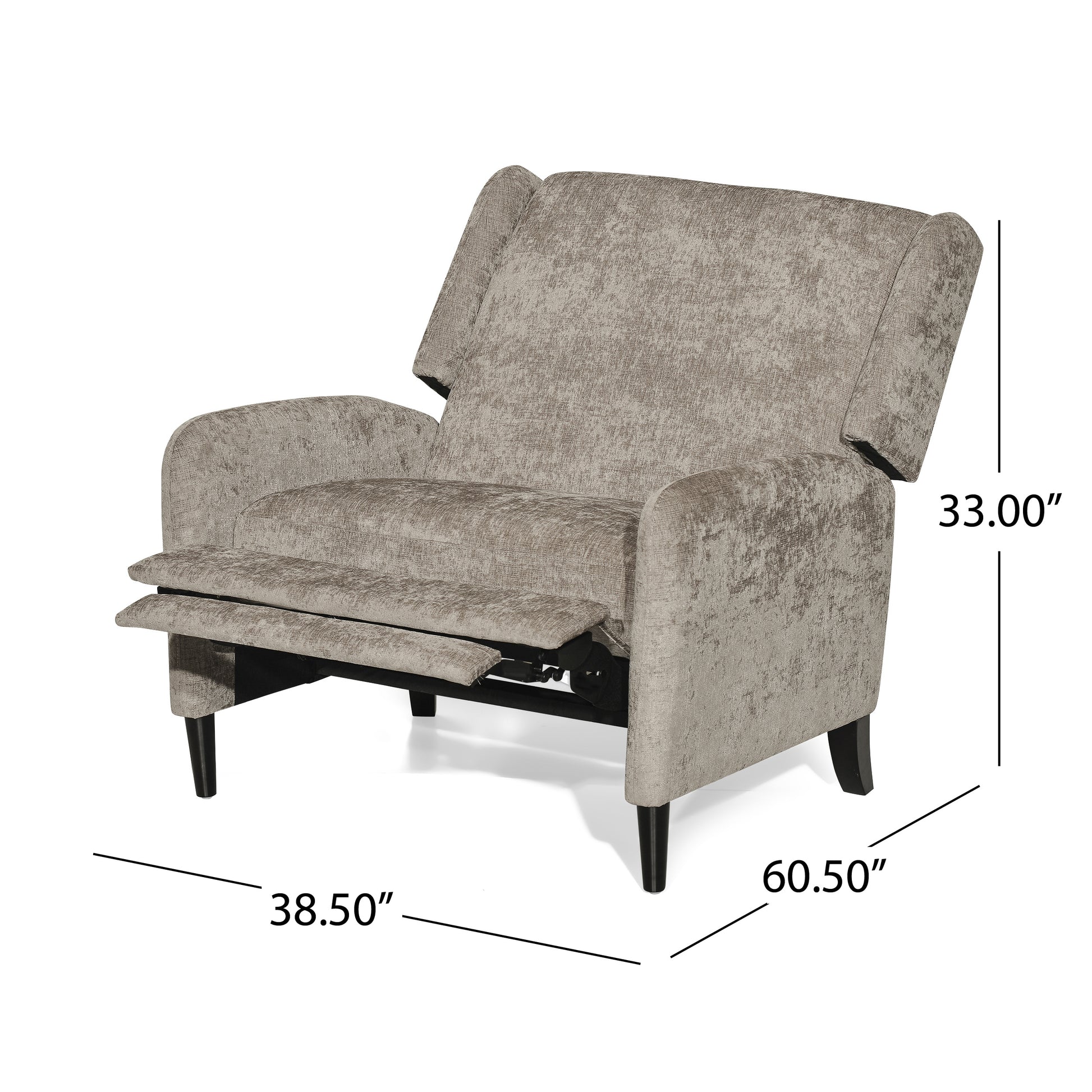 Oversized Textured Fabric Pushback Recliner Dark Beige And Dark Brown Beige Fabric