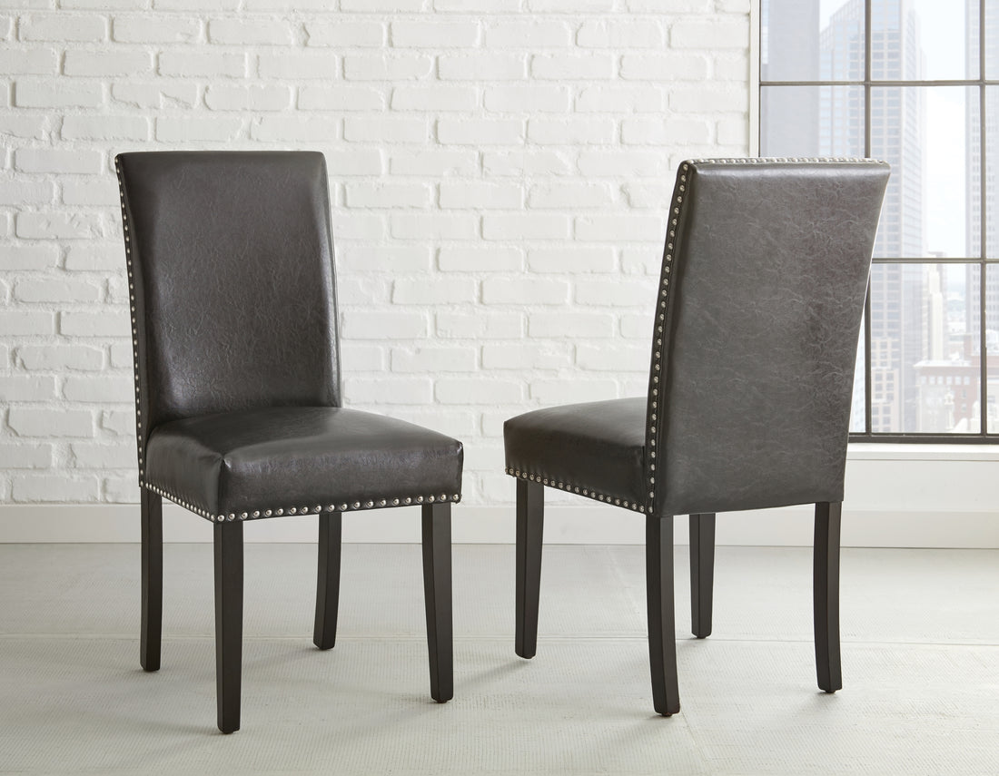 Verano Pu Side Chair Set Of 2 Gray Black Wood