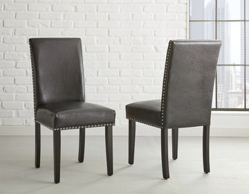 Verano Pu Side Chair Set Of 2 Gray Black Wood