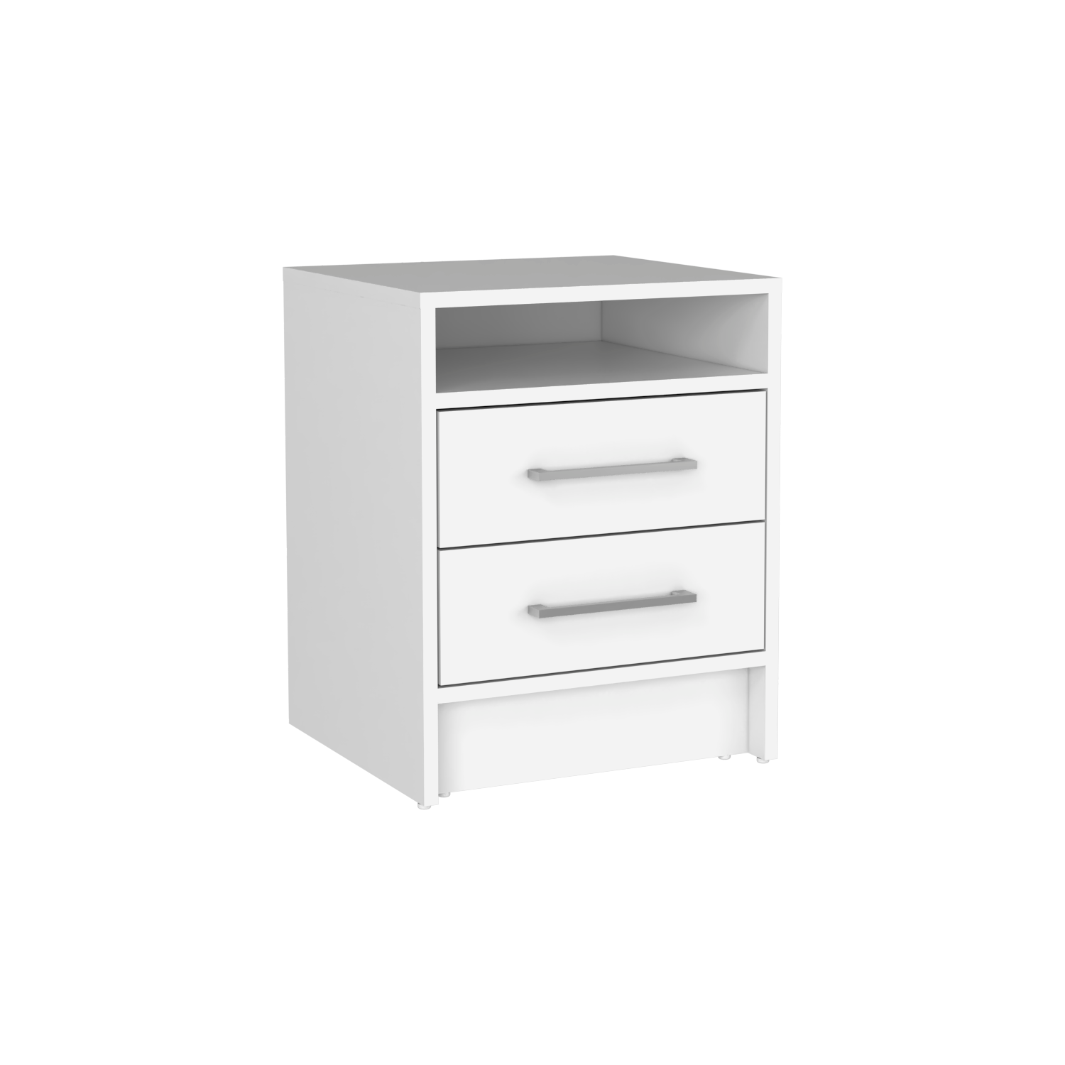 Greter 24" Two Drawer Night Stand With Open Shelf White 2 Drawers Bedroom Rectangle Modern Particle Board