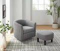Swivel Accent Chair 360 Comfy Recliner Corduroy Arm Chair Single Sofa With Ottoman For Living Room Bedroom,Grey Grey Fabric