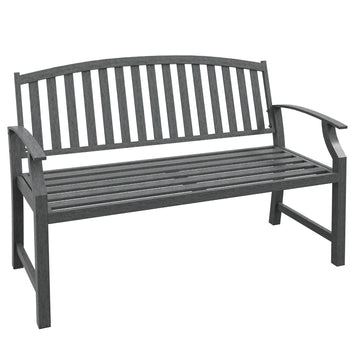 Outsunny 46" Outdoor Garden Bench, Metal Bench, Wood Look Slatted Frame Furniture For Patio, Park, Porch, Lawn, Yard, Deck, Gray Gray Steel