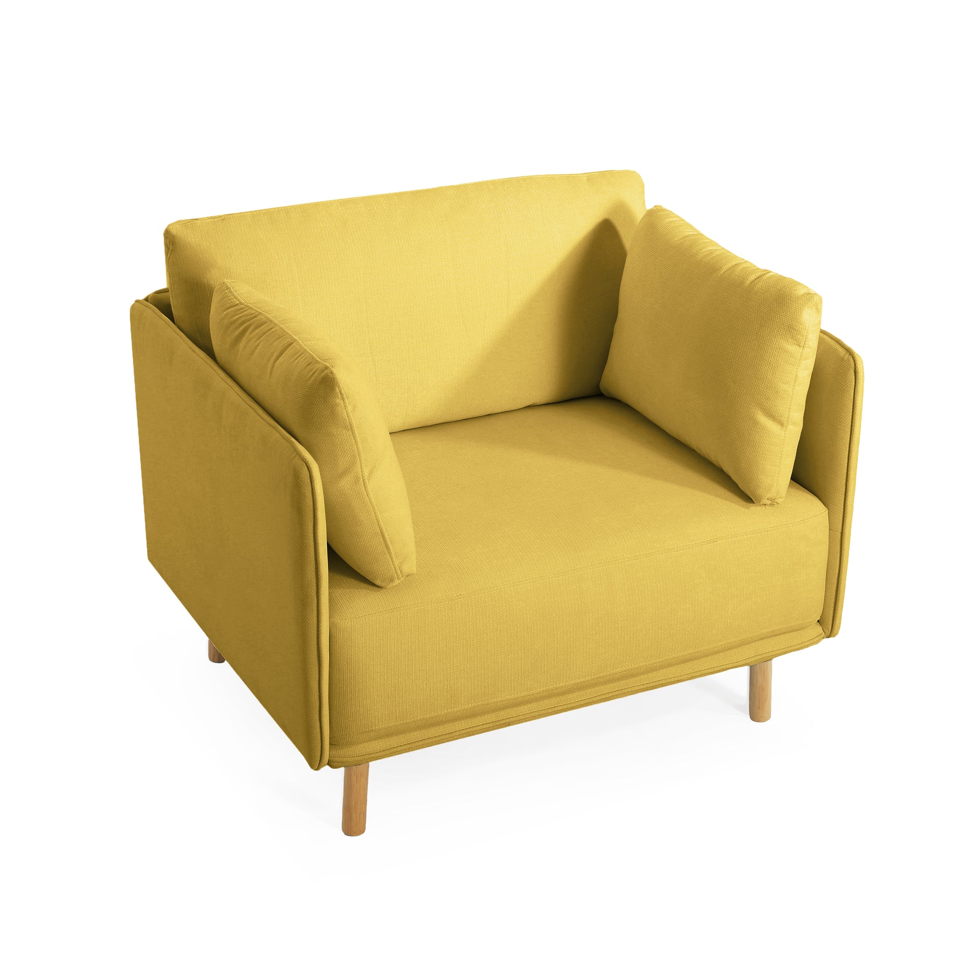39" Modern Upholstered Accent Chair With Soft Cushions, Sleek Armrest Design And Sturdy Wooden Legs, Cozy Seating For Living Room, Bedroom, Or Office Lounge Yellow Metal,Polyester,Solid Wood Mdf