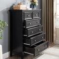 Modern 6 Drawers Dresser 6 Drawers Cabinet,Chest Of Drawers Closet Organizers And Storage Clothes Storage Drawers Cabinet For Living Room, Farmhouse Dresser Organizer Black Black Mdf