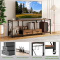 Tv Stand With Led Lights Power Outlets Tv Stand With Fabric Drawers For 65 70 75 Inches Tv Entertainment Center And Industrial Tv Console Table With Open Storage Shelves For Living Room, Bedroom
