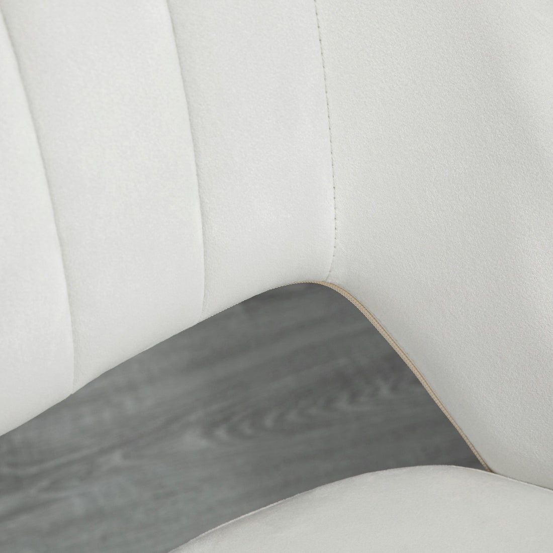 Vinsetto Modern Mid Back Office Chair With Velvet Fabric, Swivel Computer Armless Desk Chair With Hollow Back Design For Home Office, Cream White Cream White Polyester