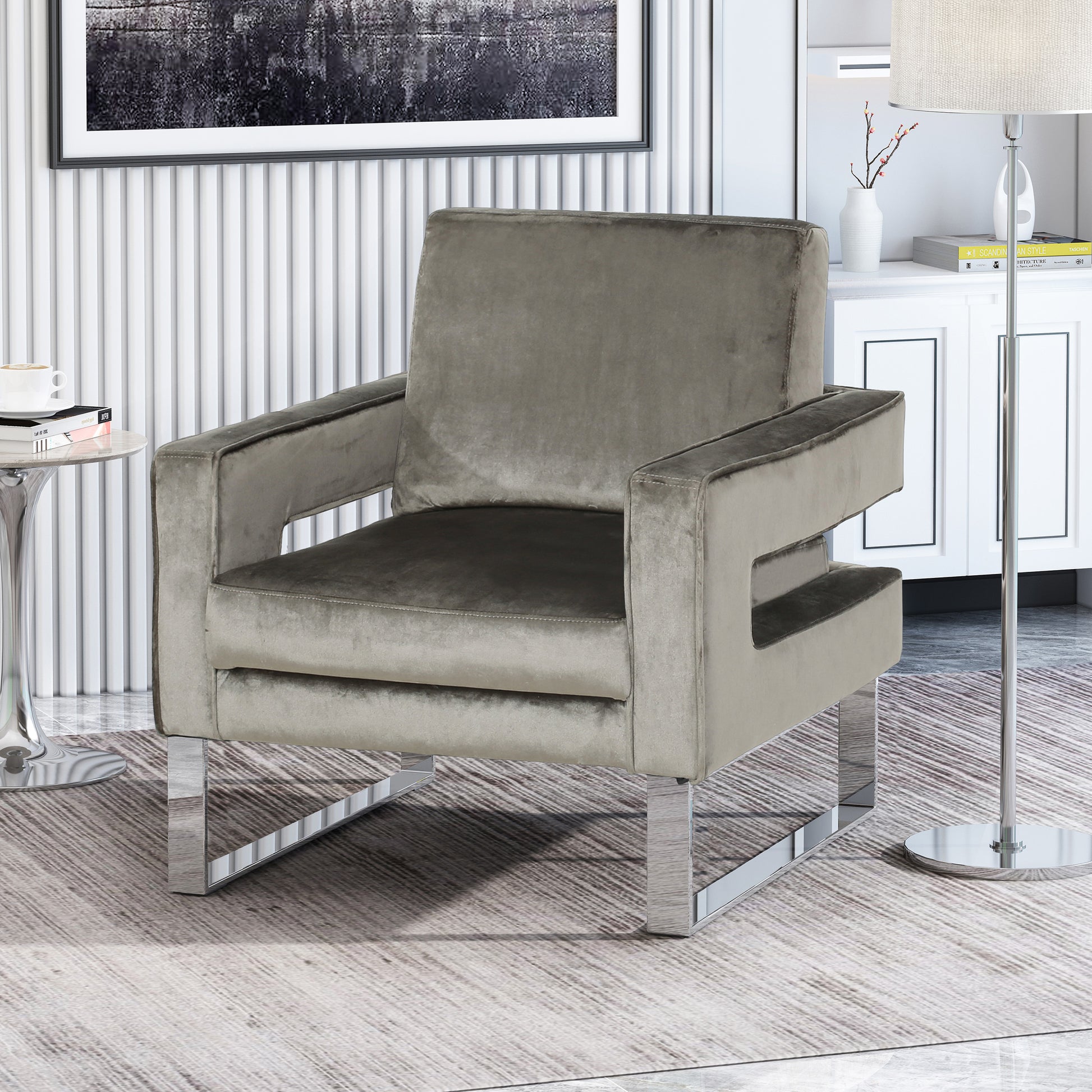 Arm Chair Grey Velvet