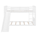 Twin Over Twin Bunk Bed With Slide And Ladder, White Old Sku:Lt000108Aak Twin White Plywood