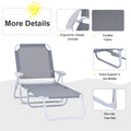 Outsunny Folding Chaise Lounge, Outdoor Sun Tanning Chair, 4 Position Reclining Back, Armrests, Metal Frame And Mesh Fabric For Beach, Yard, Patio, Gray Grey Metal