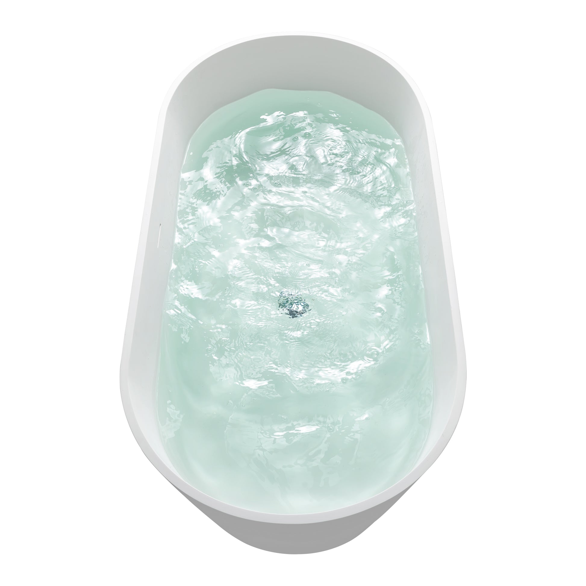 63" Solid Surface Soaking Bathtub Matte White Freestanding Tubs Matte 61 69 In Center Front Solid Surface
