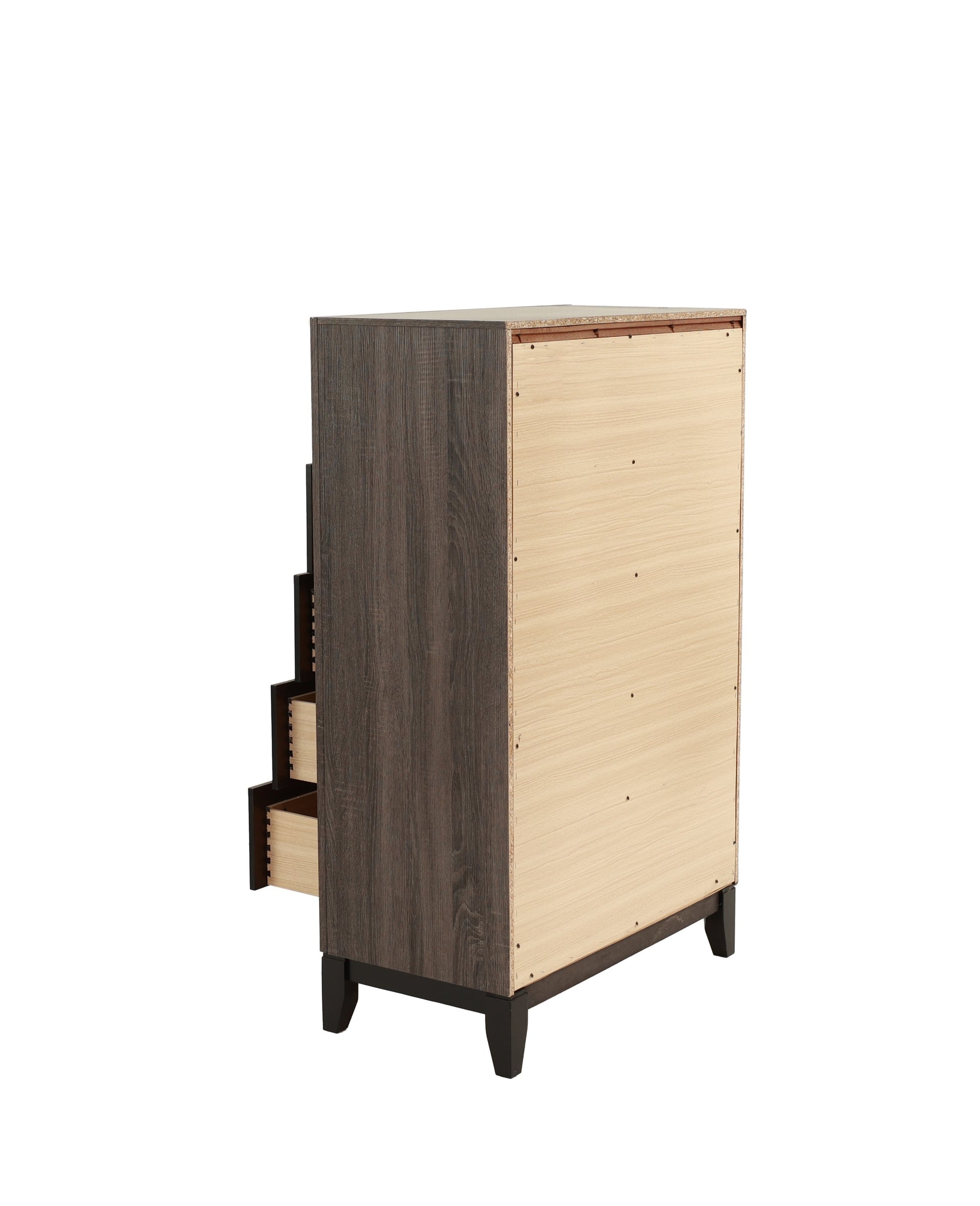 Bedroom Furniture Rustic Grey Oak Simple 1Pc Tall Chest 5 Drawers Storage Solidwood Chest Gray Bedroom Modern,Transitional Pine Particle Board Mdf,Solid Wood