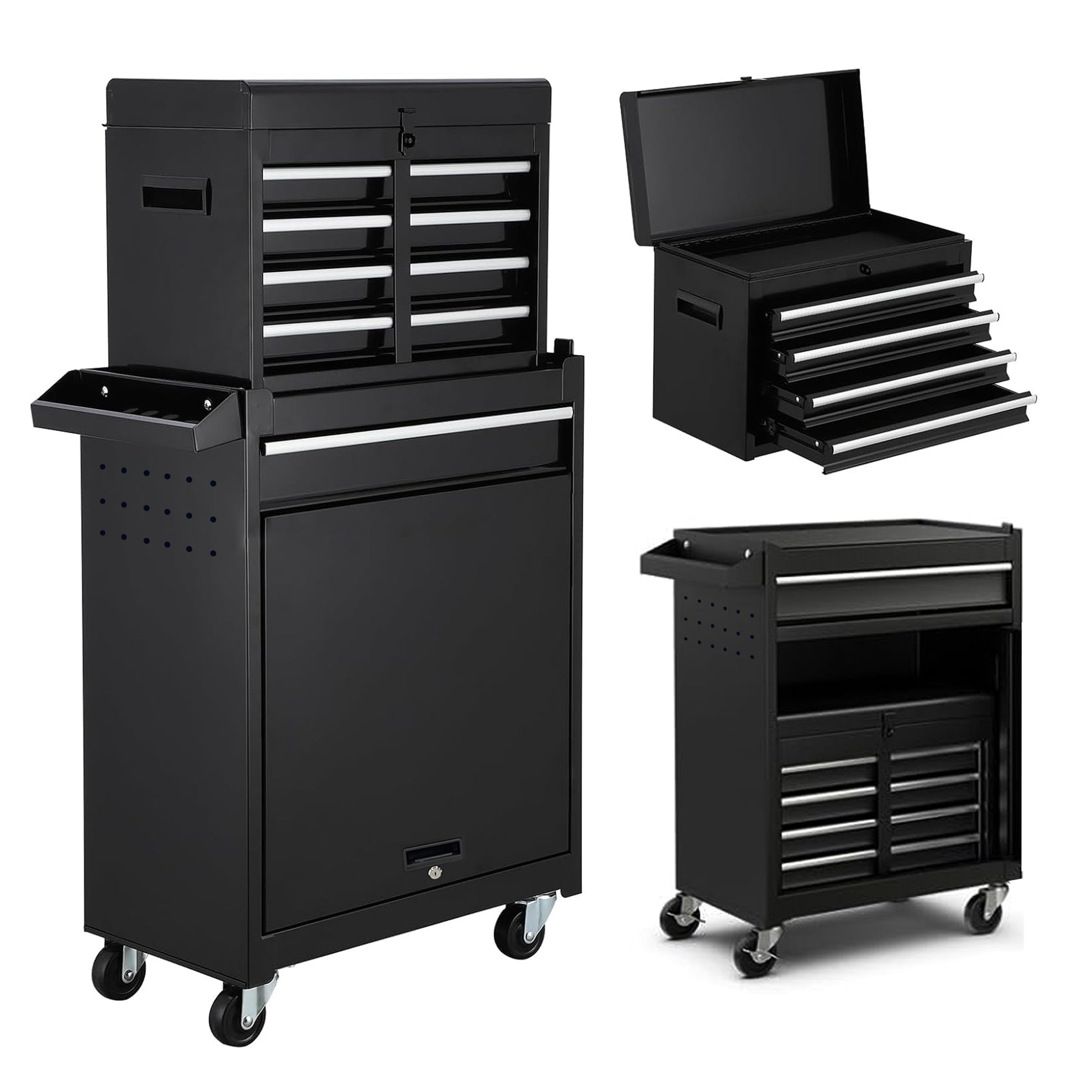 Tool Chest,5 Drawer Rolling Tool Storagecabinet With Enhanced Packaging, Detachabletop Tool Box, Metal Tool Cart For Garageworkshop,Black Black Iron