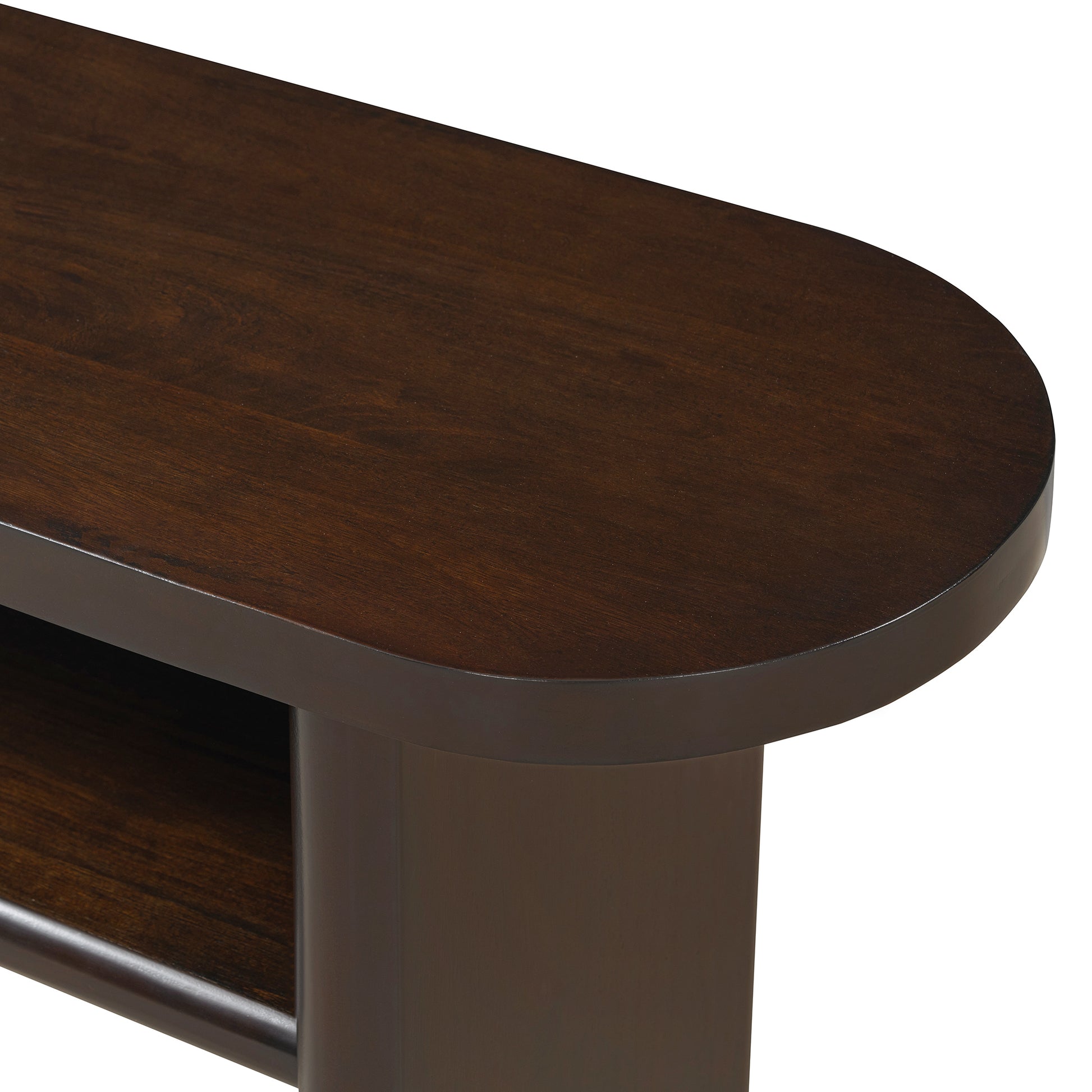 Elegant Minimalist Console Table With Rounded Edges And Sturdy Shelf Design For Entryway, Living Room Espresso Espresso Solid Wood Mdf