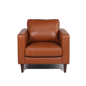 Mid Century Tufted Leather Chair Cognac Leather