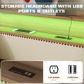 Twin Size Daybed With Trundle, Upholstered Daybed With Charging Station And Led Lights, Beige Twin Beige Pu Leather