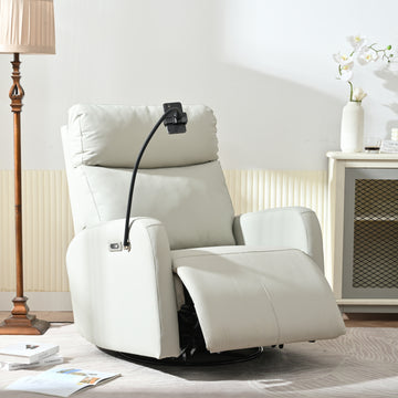 270 Power Swivel Rocker Recliner Chair, Electric Glider Reclining Sofa With Usb Ports, Power Swivel Glider, Rocking Chair Nursery Recliners For Living Room Bedroom Light Gray Solid Light Brown Primary Living Space Push Button Rubberwood Solid Back Wood