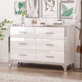 Elegant High Gloss Dresser With Metal Handle,Mirrored Storage Cabinet With 6 Drawers For Bedroom,Living Room,White White Mdf