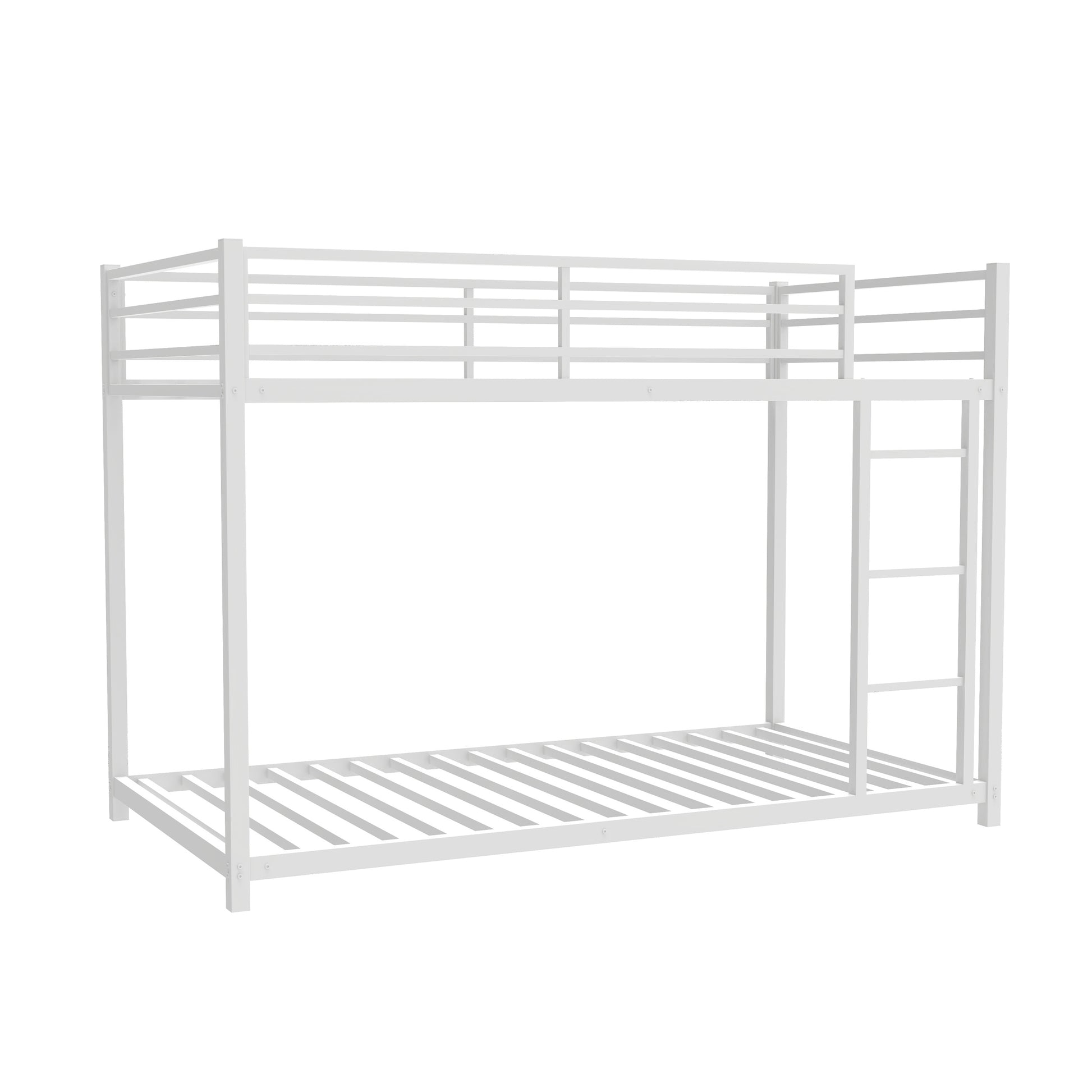 Metal Twin Over Twin Bunk Bed Heavy Duty Sturdy Metal Noise Reduced Safety Guardrail No Box Spring Needed,White Twin White Metal Metal