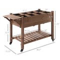 Outsunny Raised Garden Bed With 8 Grow Grids, Wooden Outdoor Plant Box Stand With Folding Side Table And Wheels, 49