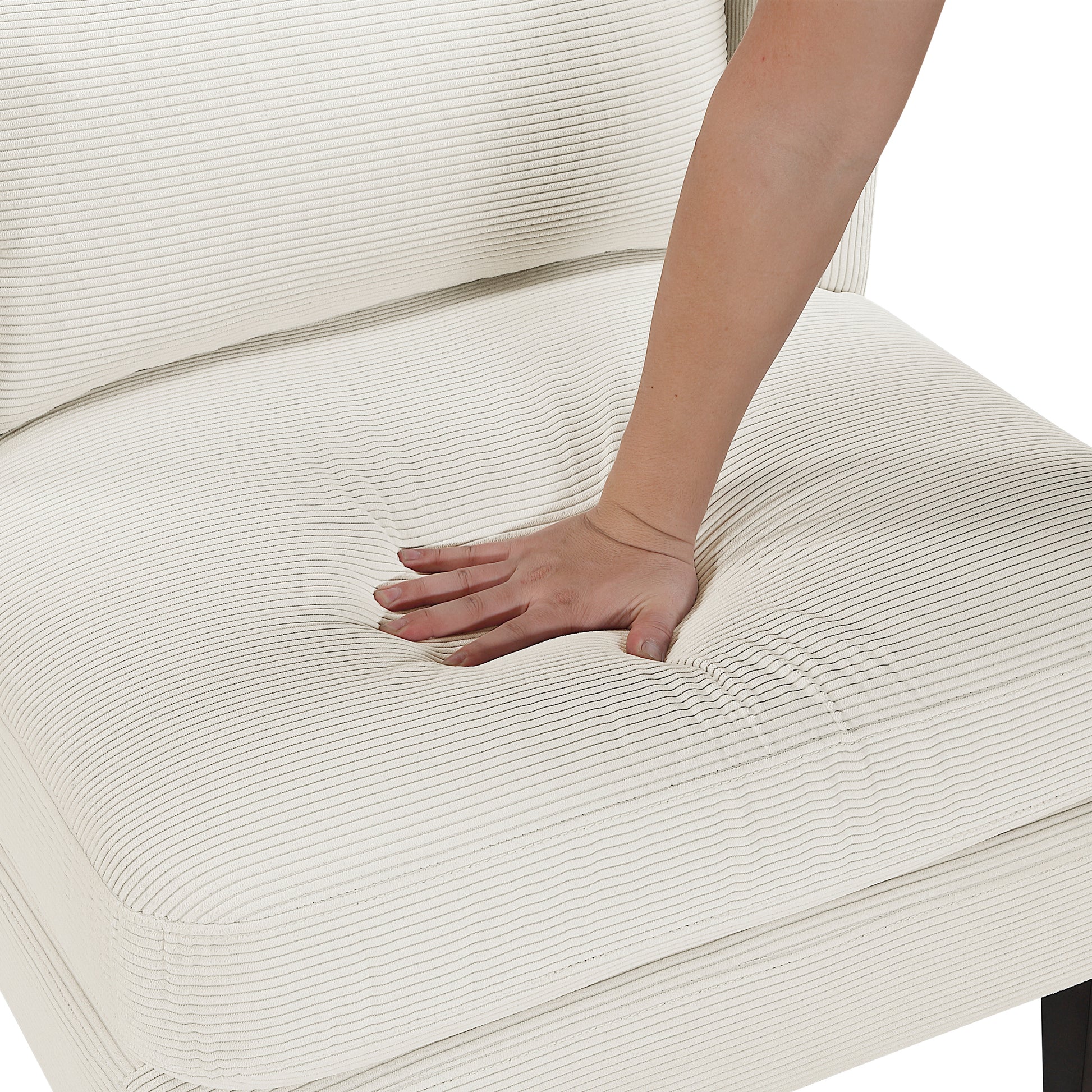 Modern Beige Accent Chair Cushion Seat Corduroy Fabric Upholstery Pillow Living Room Furniture 1Pc Beige Primary Living Space Modern Plywood