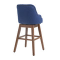 Coolmore Bar Stools Set Of 2 Counter Height Chairs With Footrest For Kitchen, Dining Room And 360 Degree Solid Wood Legs Swivel Bar Stools Set Of 2 Navy Linen Navy Foam Linen
