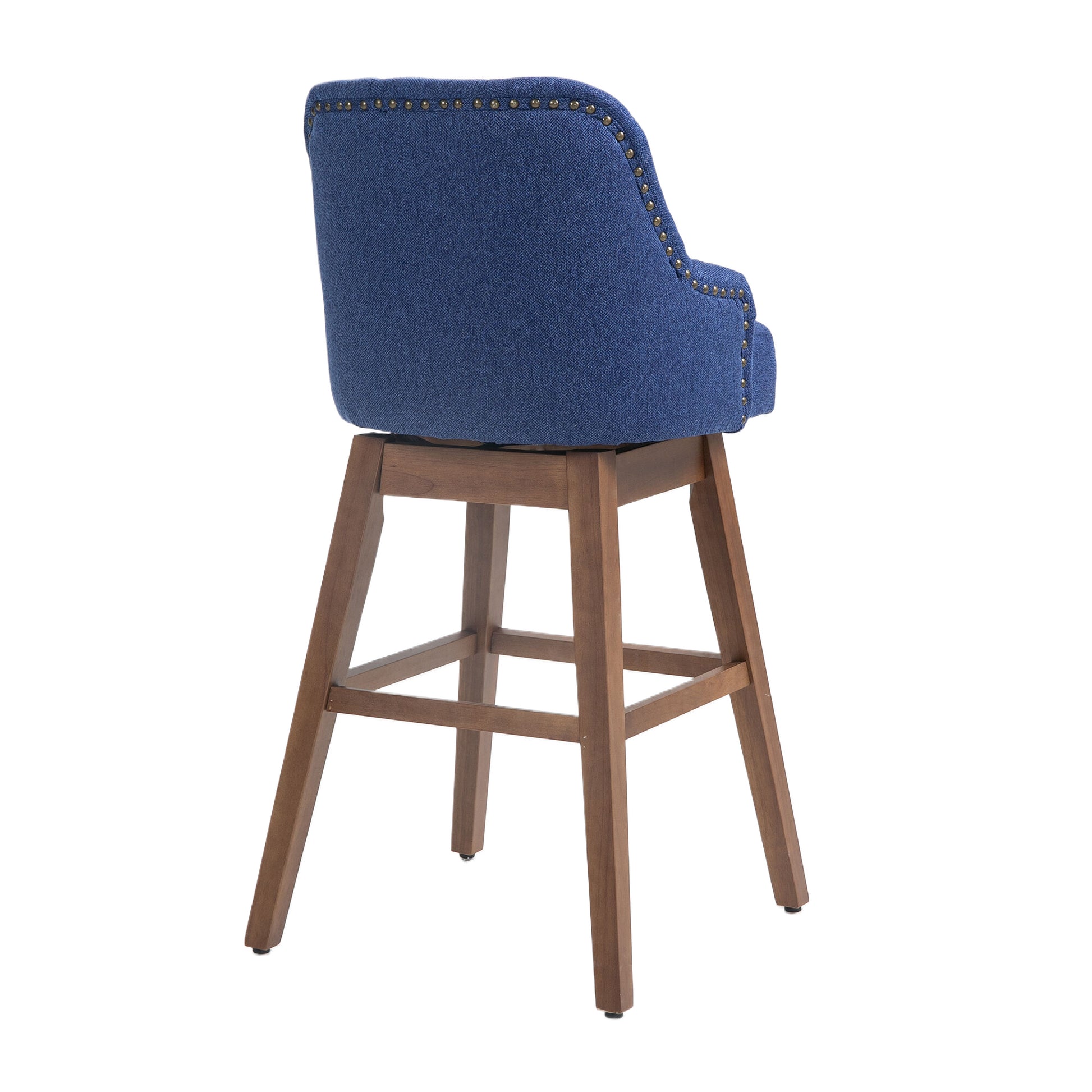 Coolmore Bar Stools Set Of 2 Counter Height Chairs With Footrest For Kitchen, Dining Room And 360 Degree Solid Wood Legs Swivel Bar Stools Set Of 2 Navy Linen Navy Foam Linen