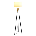 Sway Brassed Gold Floor Lamp With On Off Switch Triple Legs White Fabric Shade Black,Gold,White Table&Floor Lamps Fabric,Metal