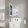 20'' W X 30'' H Bathroom Mirror Medicine Cabinet Wooden Door Medicine Cabinets For Bathroom, Wall Mounted Recessed Or Surface, Bathroom Mirror With Storage, Left Opening Door White Engineered Wood